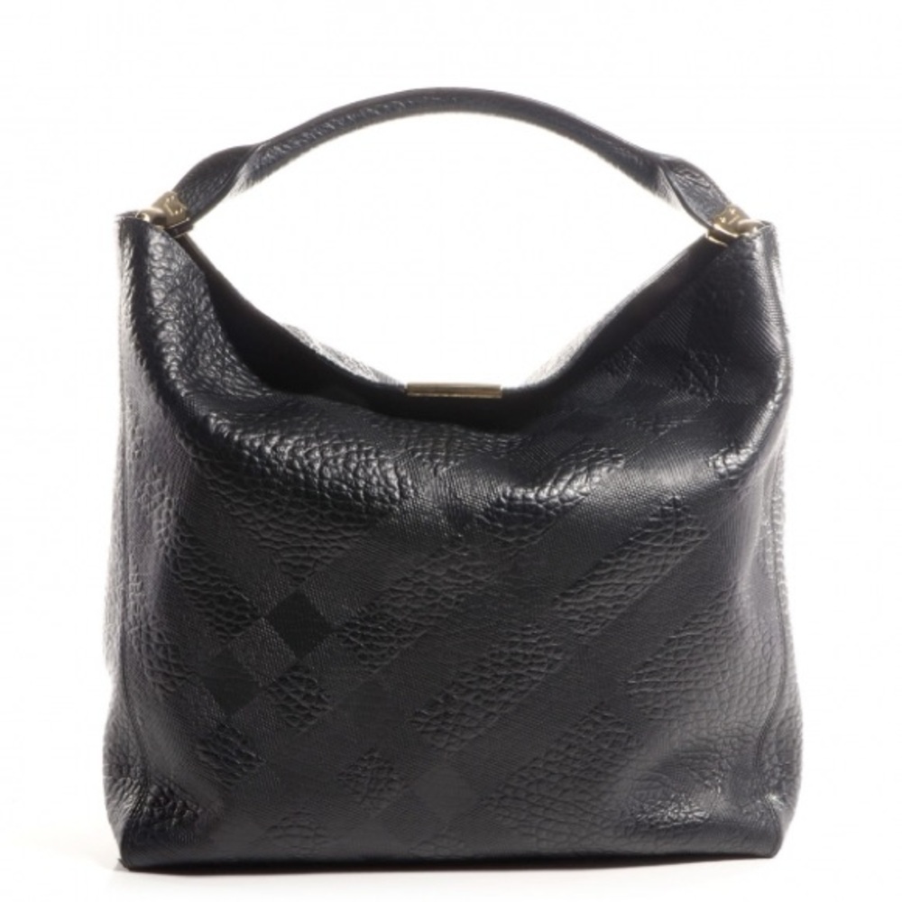 Burberry heritage check grain leather hobo